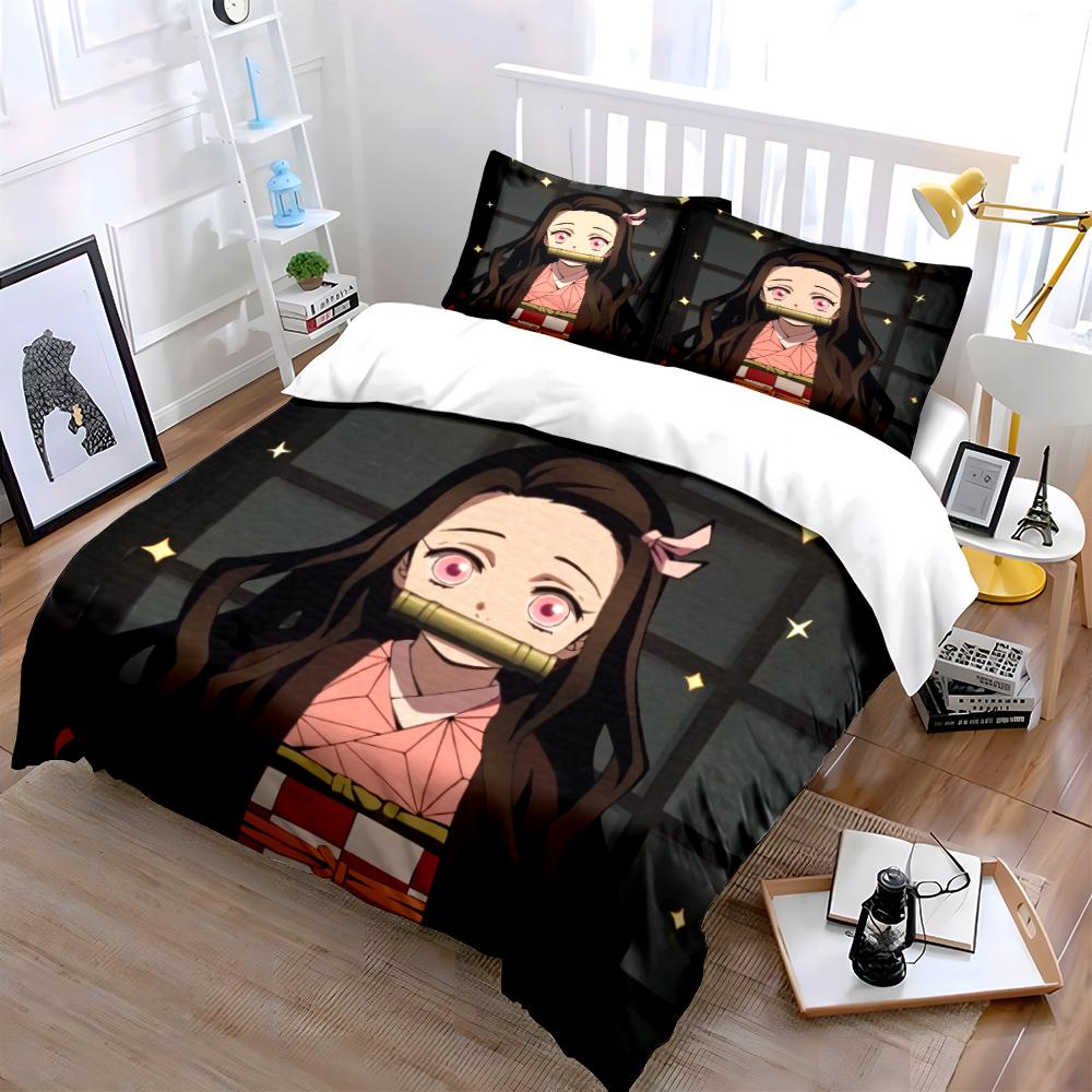 Anime Girl Design Bedding Set Bedding set (1 duvet cover, 2 pillowcases, duvet not included)