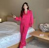 Women's Heart-Shaped Jacquard Ice Silk Pajamas - Long Sleeve & Pants