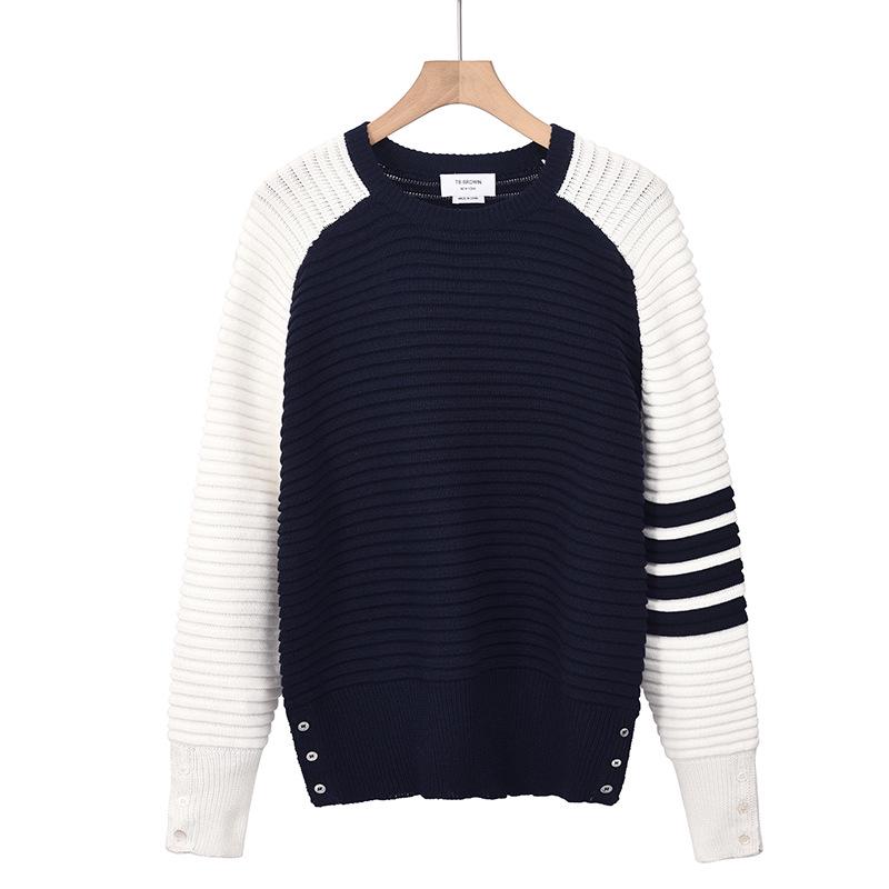 TB BROWIN2025 Herren Pullover im koreanischen Stil mit vier Streifen und Raglanärmeln aus Wolle, Herbst-/Winterkollektion