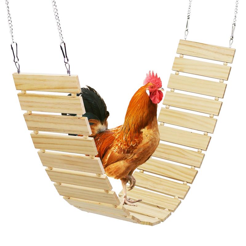 Chicken Swing Wooden Bird Standing Perch Heavy Duty Enrichment Toys Boredom-Relief Chicken Coop Accessories For Rooster Parrot