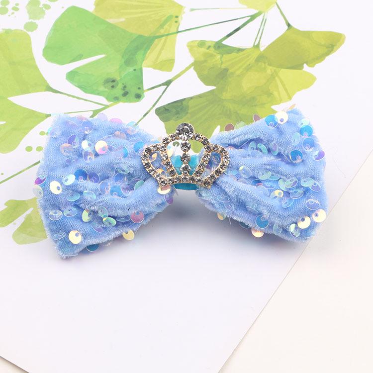 Korean Style Sequin Bow Hair Clip for Girls - Crown 3D Top Hairpin Accessory