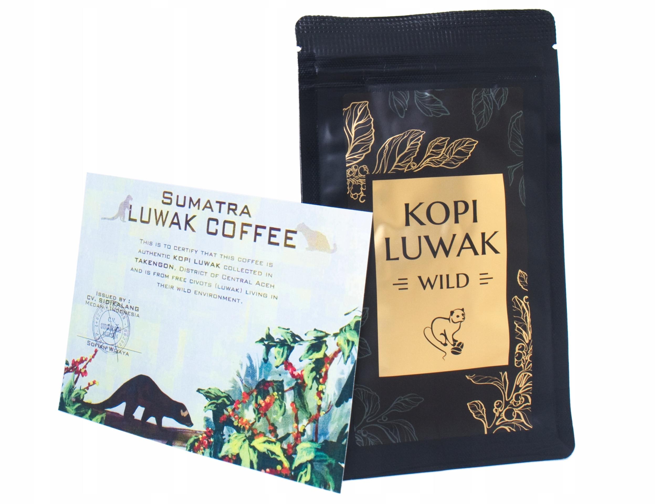 Kawa Kopi Luwak 50G Sălbatică Dzika Sumatra Prezent