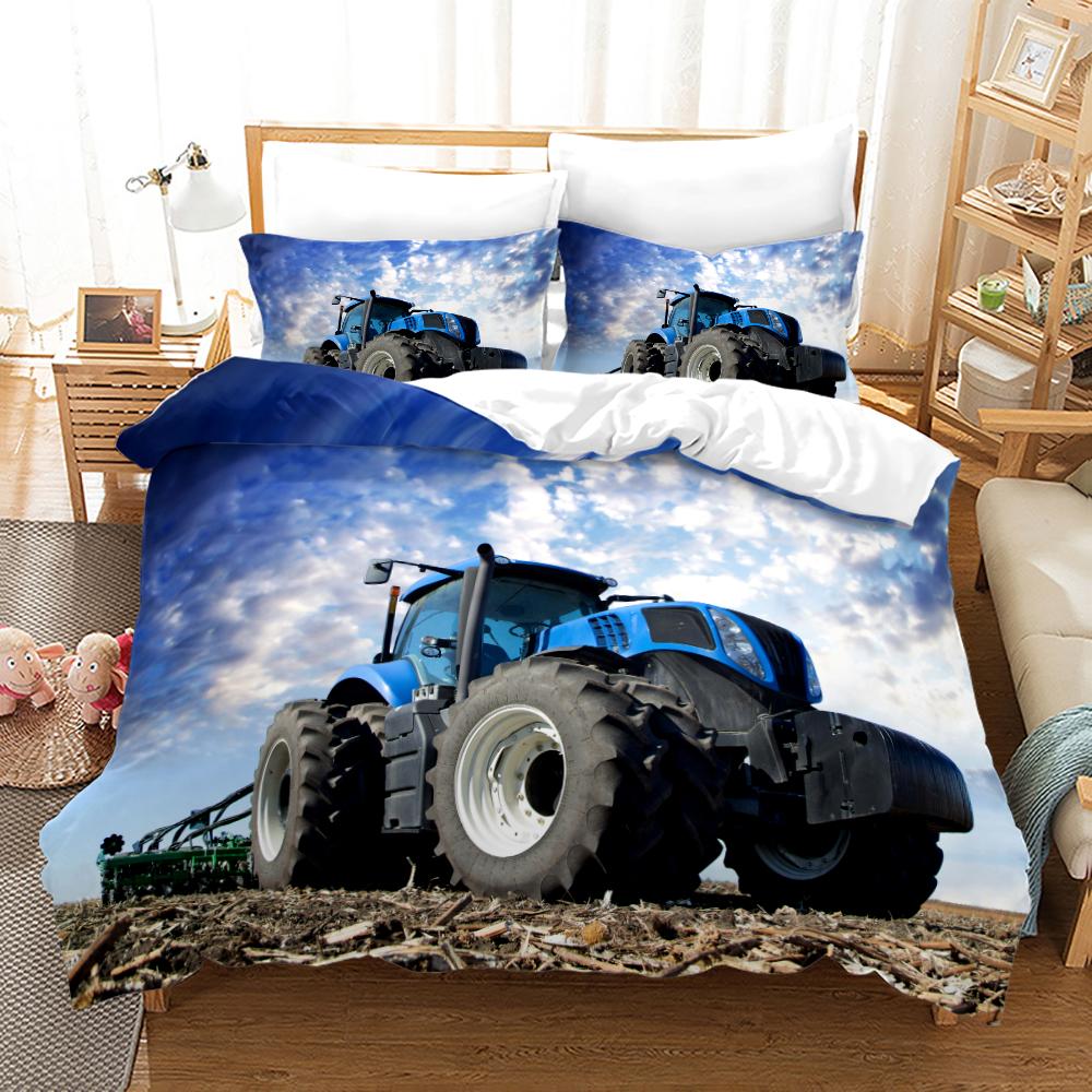 Tractor Duvet Cover Set Single Twin Full Queen King Size Sports Theme Bedding for Adult Bedroom 2 Piece Bedsheet