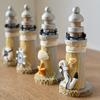 Yousheng Rustic Wood Lighthouse Figurine, Nautical Lighthouse Ocean Beach Sculpture, Handcrafted Coastal Tabletop Centerpiece for Mantel Bookshelf