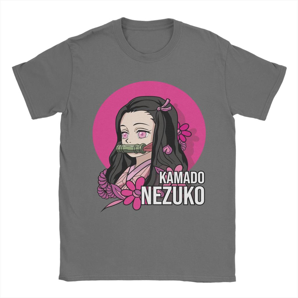 Anime Demon Slayer Nezuko T Shirt for Men Pure Cotton Vintage T-Shirt Round Collar  Tees Short Sleeve Clothes Summer