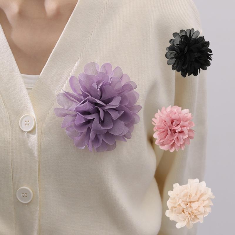Camellia Shape Brooch Flower Theme Clothes Chiffon Breastpin for Loved Ones