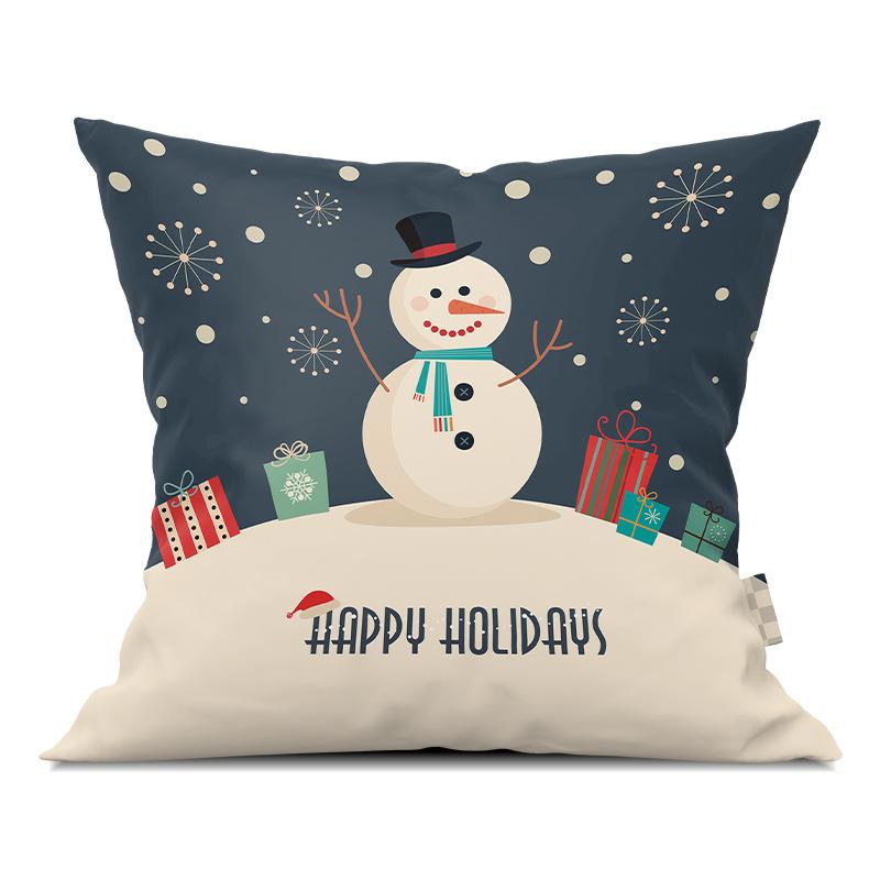 Merry Christmas Pillowcase Cartoon Printing Office Sofa Lumbar Pillow Cover for Home