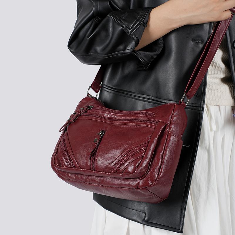 Dameveske Mor Crossbody-veske Stor kapasitet Flerroms Skulderveske