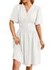 2024 Spring/Summer Women's V-Neck Waist-Cinching Flared Sleeve Dress
