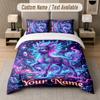 Unicorn Theme Custom Text Or Name 3Pcs Bedding Set 1 Flat Sheet & 2 Pillowcases Personalized Home Bedding
