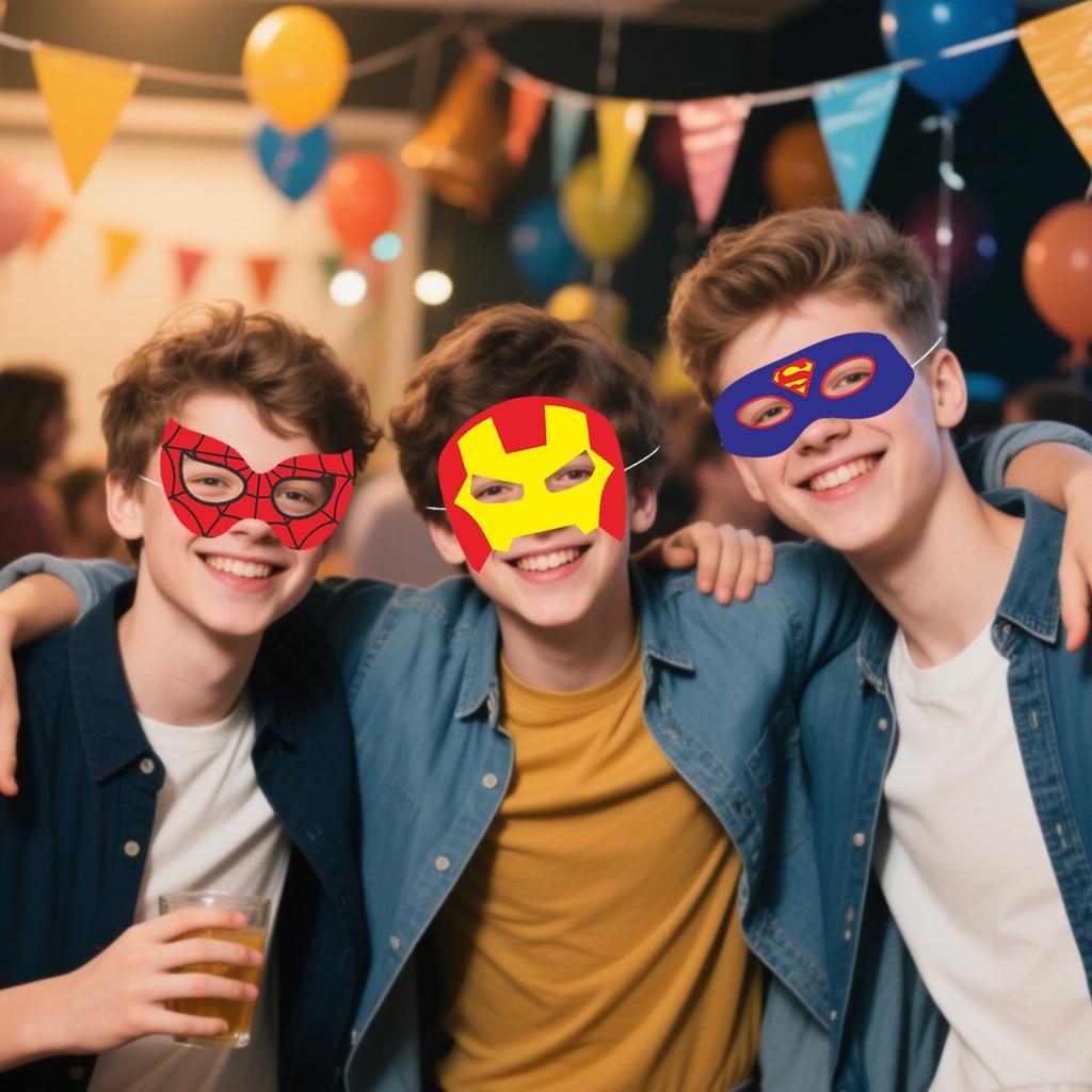 6Pcs Children'S Birthday Party Paper Mask, Cartoon Animal Mask Party Hat Glasses Set