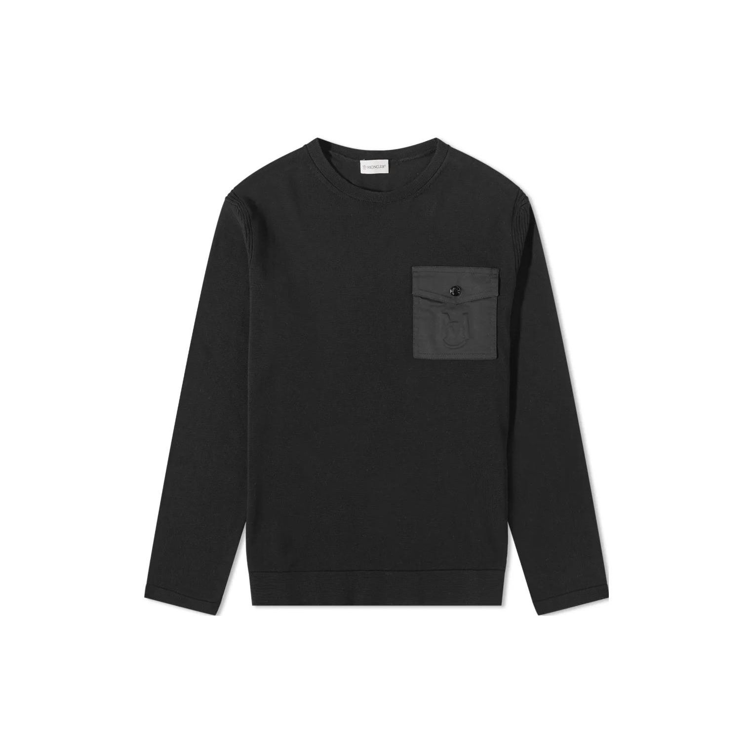 Moncler Effen Kleur Ronde Hals Pullover Casual Sweatshirt Heren sweatshirt Zwart 9C000-17-M1367-999 M