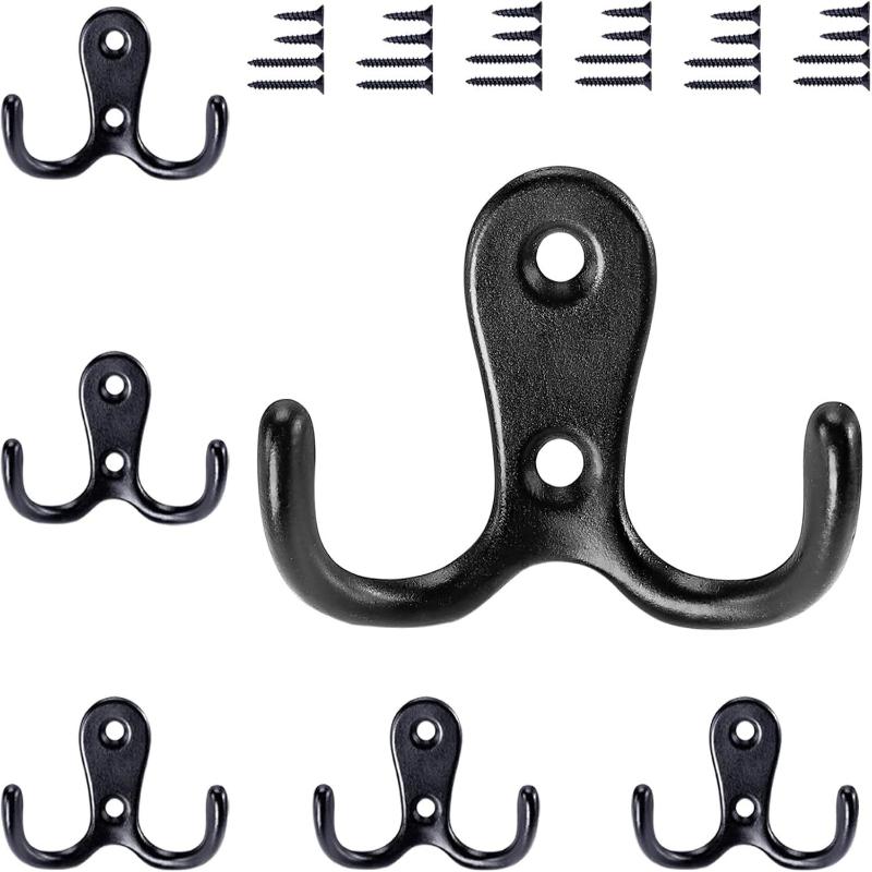 10/5Pcs Coat Hooks Wall-Mounted 2 Hole Towel Hanger For Coats Hat Clothing Home Storage Hook Wall Hook Towel Hanger For Hardware