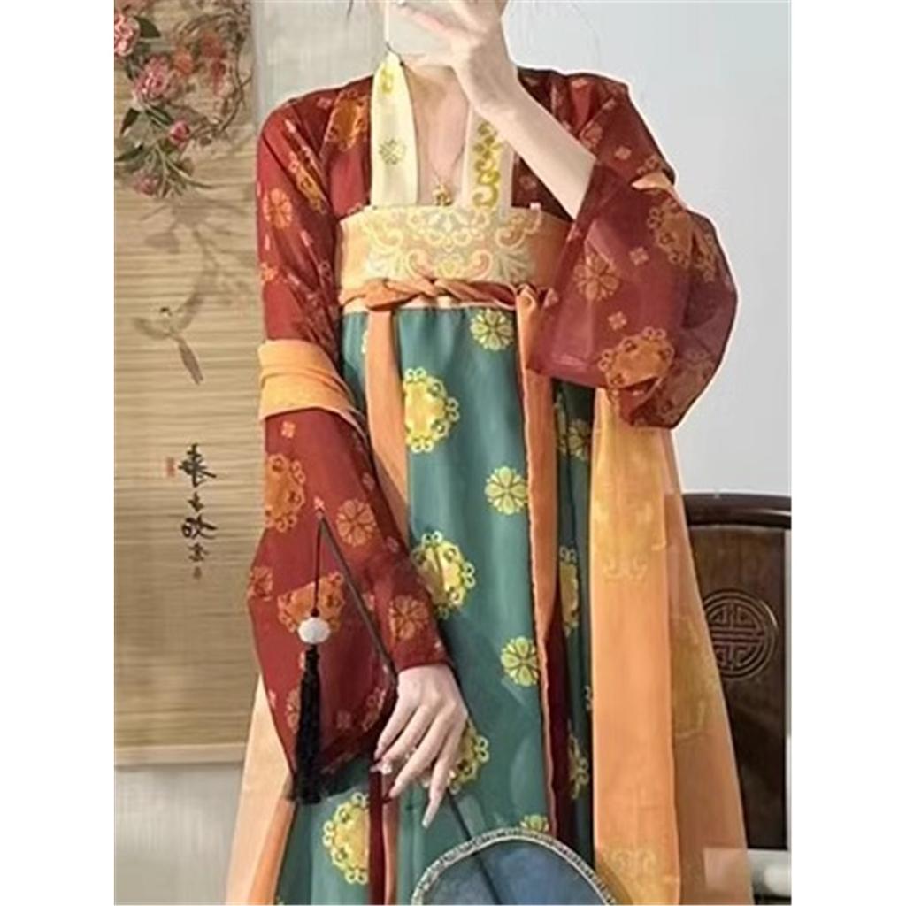 Stellen Sie den chinesischen Hanfu-Stil der Tang-Dynastie für Frauen wieder her, einteiliger Rock in Brustlänge, Alltagsanzug