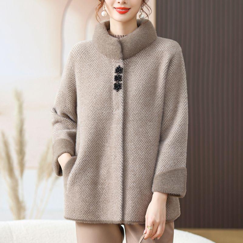 

Осенне-зимняя женская куртка из норкового флиса, толстая теплая вязаная плюшевая кофта-кардиган, короткий вязаный кардиган, топ M