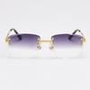 Rectangular Sun Glasses  90s Classic Fashion Summer Street Shot Decoration Luxury Metal square Frameless Sunglasses