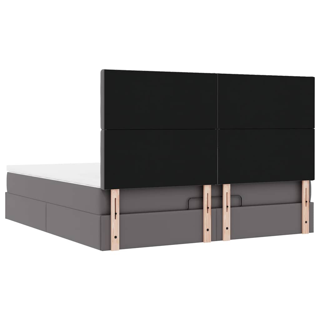 Ottoman Bed with Mattress Gray 180x200 Cm Faux Leather