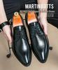 Men's European Formal Leather Lace-Up Derby Loafers - Pointed Toe, Versatile, Plus Size