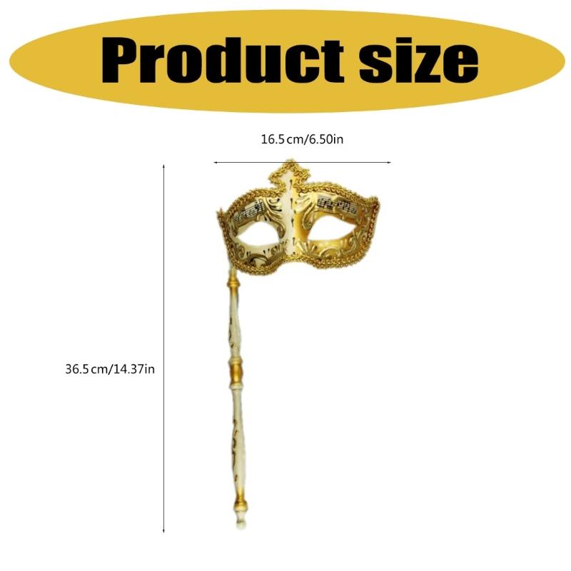 Masquerade Mask with Stick Mardi Gras Mask Venetians Mask Retro Musical Note Party Mask Carnivals Mask Halloween Mask