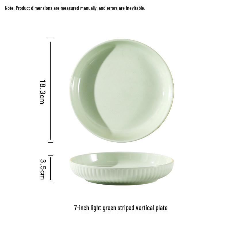 Milky White & Green Ceramic Deep Soup Plate, Microwaveable - Creative Round Tableware.