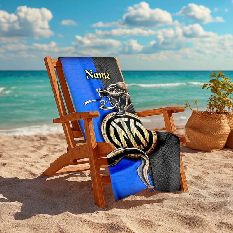 Personalized Customized Proof Beach Towel with Inter Milan Pattern - Soft, Absorbent,quick-drying,perfect Swimming,camping&bathing