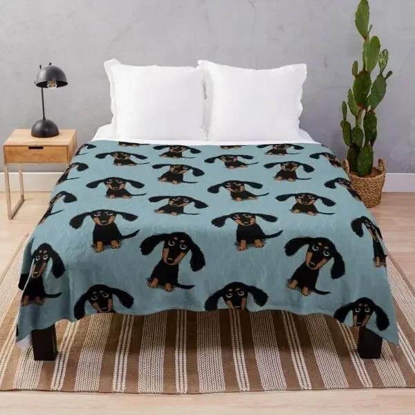 Dachshund Dog Blanket Fleece Spring_Autumn Wiener Sausage Dog Lightweight Throw Blankets for Sofa Car Bed King Queen Size#