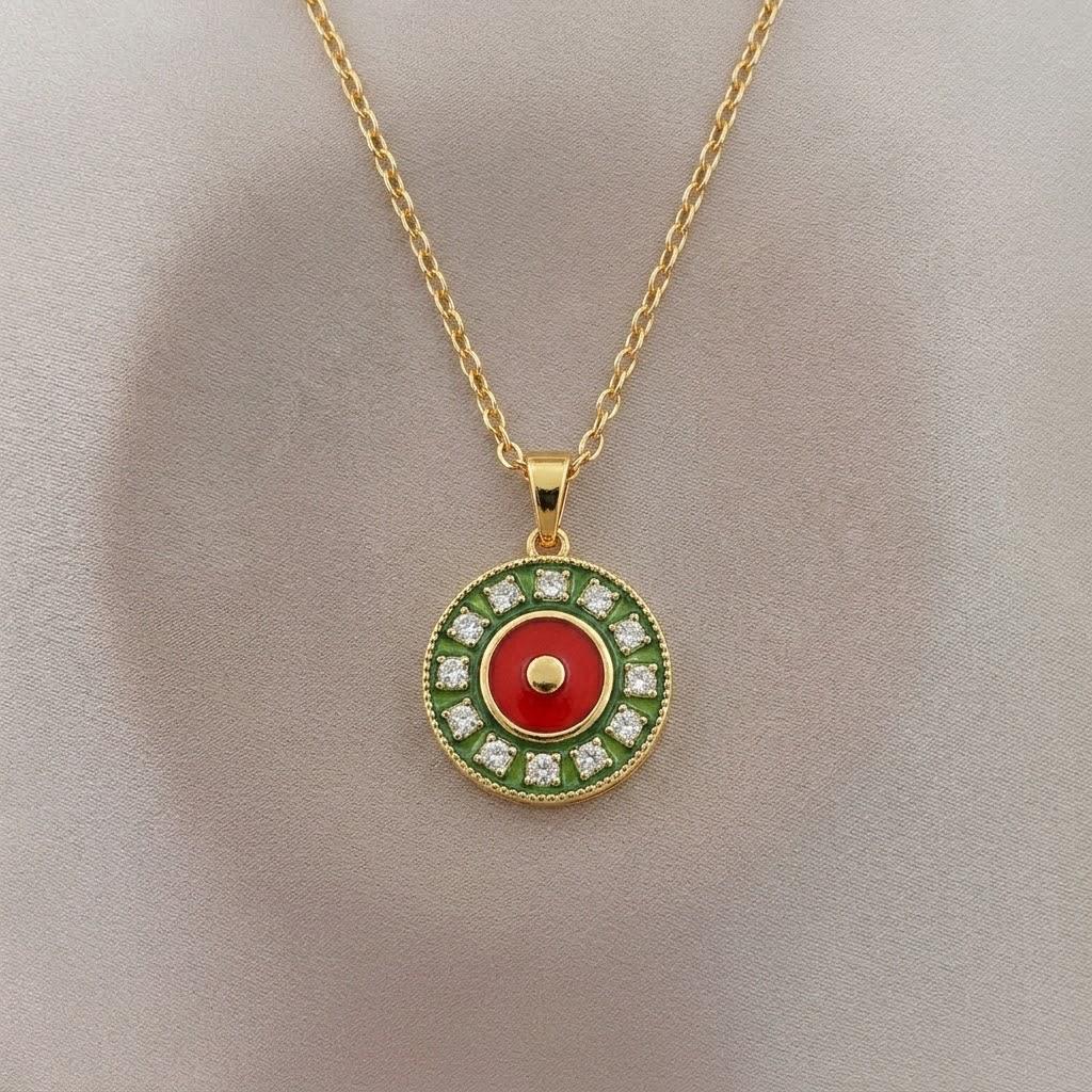 Copper-Plated Gold Sunflower Zircon Necklace - Retro Pendant Jewelry for Women