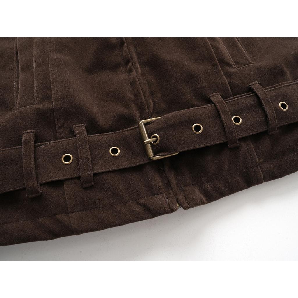 Vintage Fleece Fur Collar Cropped Jacket