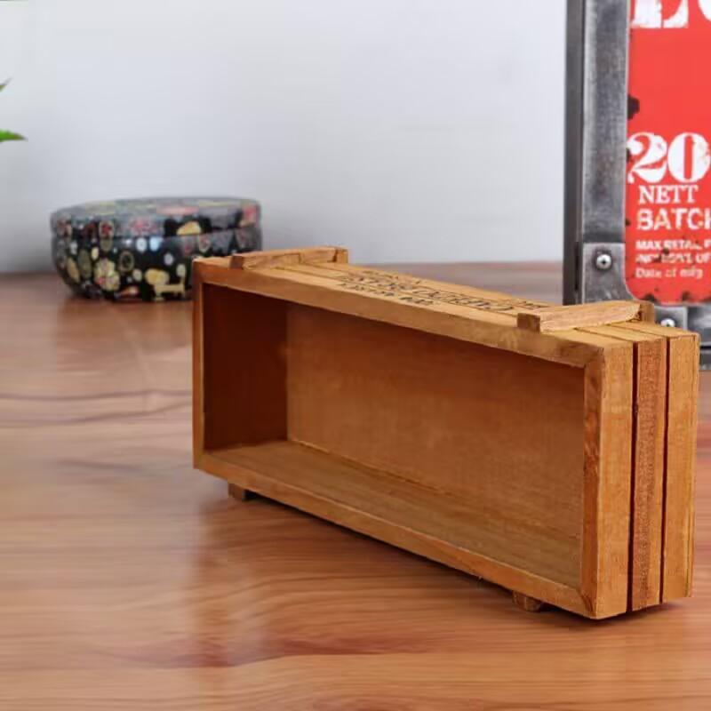 Retro Garden Plant Pot Vintage Wooden Storage Box for Sundries Stationery Pen Box Succulents Flower Pots Balcony Home Decoration