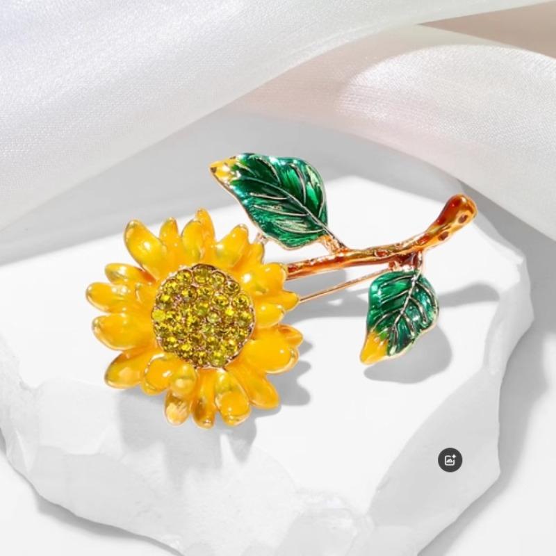 1PC Sunflower Brooch High-End Fashion Exquisite Plant Brooch for Women Men Wedding Office Elegant Flower Brooch Pins Gift
