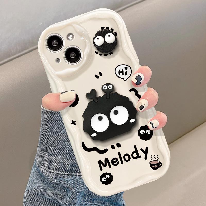 Applicable iPhone16 cartoon mobile phone case Apple 17promax graffiti small briquettes 16 couple funny cream shell