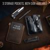 KeyUnity KL01 EDC Leather Small EDC Pocket Organizer for EDC Tool Durable Genuine EDC Sleeve for Outdoor Black Knives Pocket, Pouch, Men, 3-Pouch Bag,