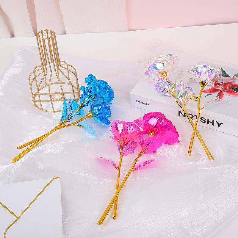 Colorful Gold Foil Rose Bouquet: Decorative Floral Gift for Mother's Day, Qixi, Valentine's Day, and Photo Props