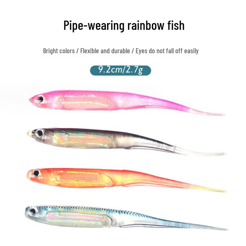 Rainbow Fish Soft Bait - Lure with Pointed Tail for Freshwater & Saltwater Fishing