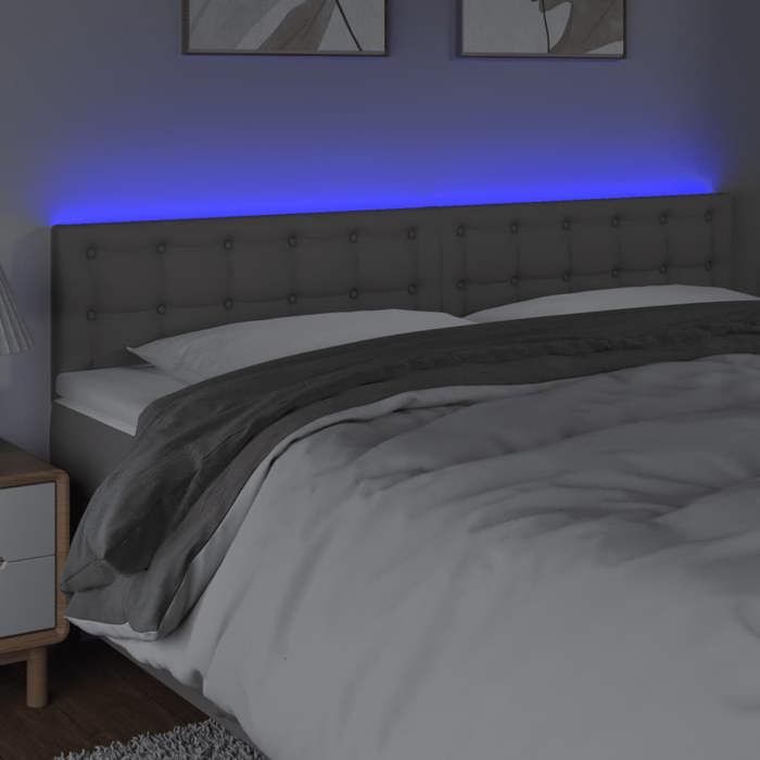 VidaXL Tête de Lit à LED Meuble de Chambre à Coucher Accessoire de Lit Double Tête de Cadre de Lit Intérieur Gris 3121724