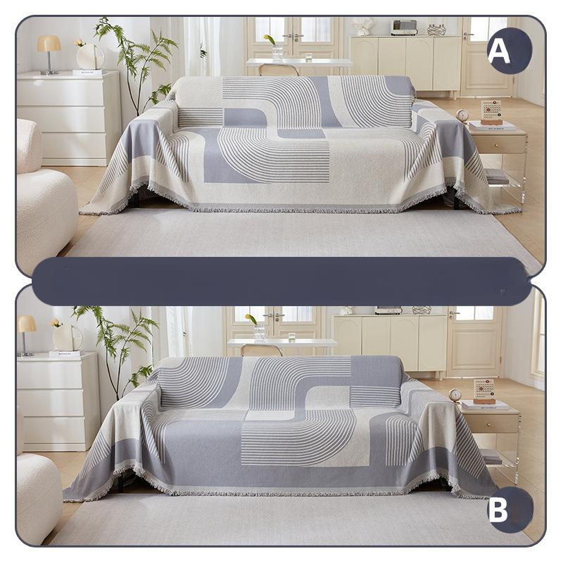 New Double-sided Chenille Sofa Towel Simple Anti-cat Scratch Sofa Cover Single and Double Sofa Blanket Anti-slip Double-sided Usable Sofa Cover