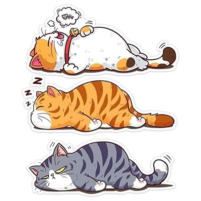 Set of 3 15x7cm Sleeping Cat Waterproof Vinyl Car Decal Window Bumper Exterior Decoration Accessories Scratch Resistant Sticker | #JP08