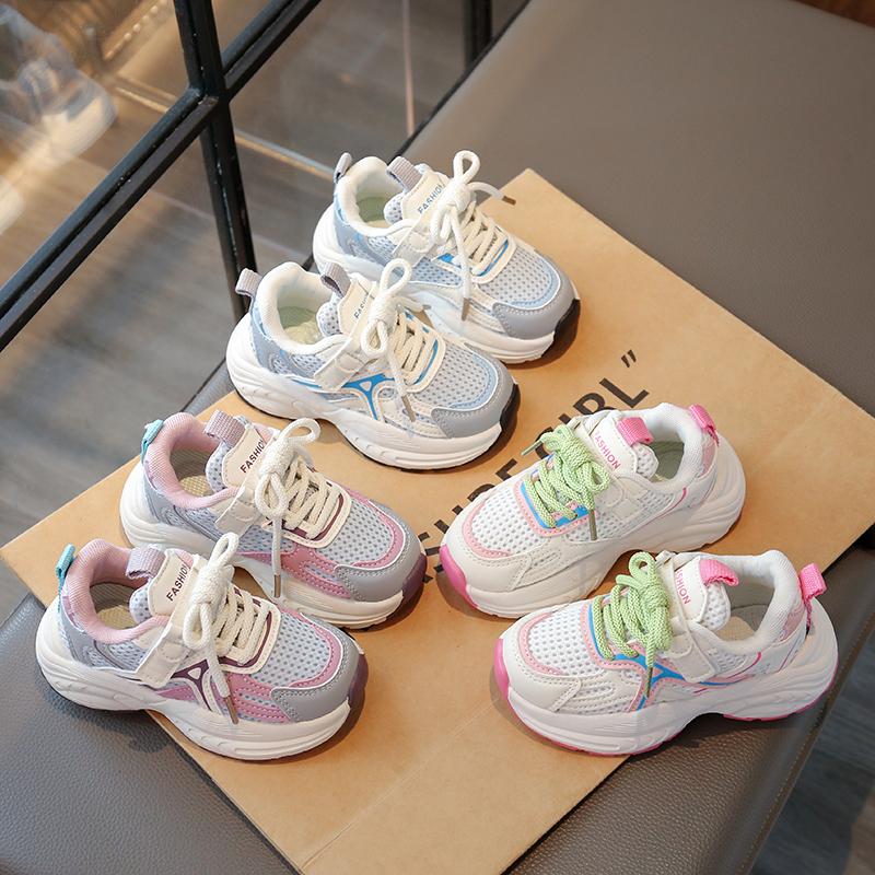 Students Running Shoes Air Mesh Breathable Kids Sports Shoes Non-slip Soft Sole 2025 Spring Autumn Children Sneakers Hook&loop