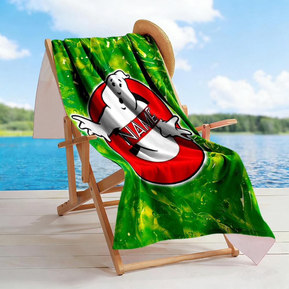 Ghostbusters Logo Customizable Name Beach Towel High Absorbency & Quick-Dry Suitable for Swimming Gym Camping Yoga Vacation