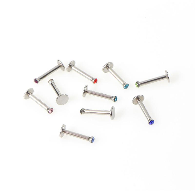 RUI RUI YU 10 stk Multi Colors Hypoallergenisk rustfritt stål Labret Lip Ring Sett Tragus Helix øredobber Stud