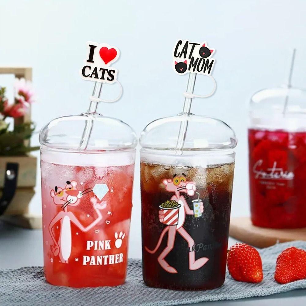 Silicone Straw Plug Cartoon Cat Drinking Dustproof Cap Creative Straw Tip Covers  Cup Accessories
