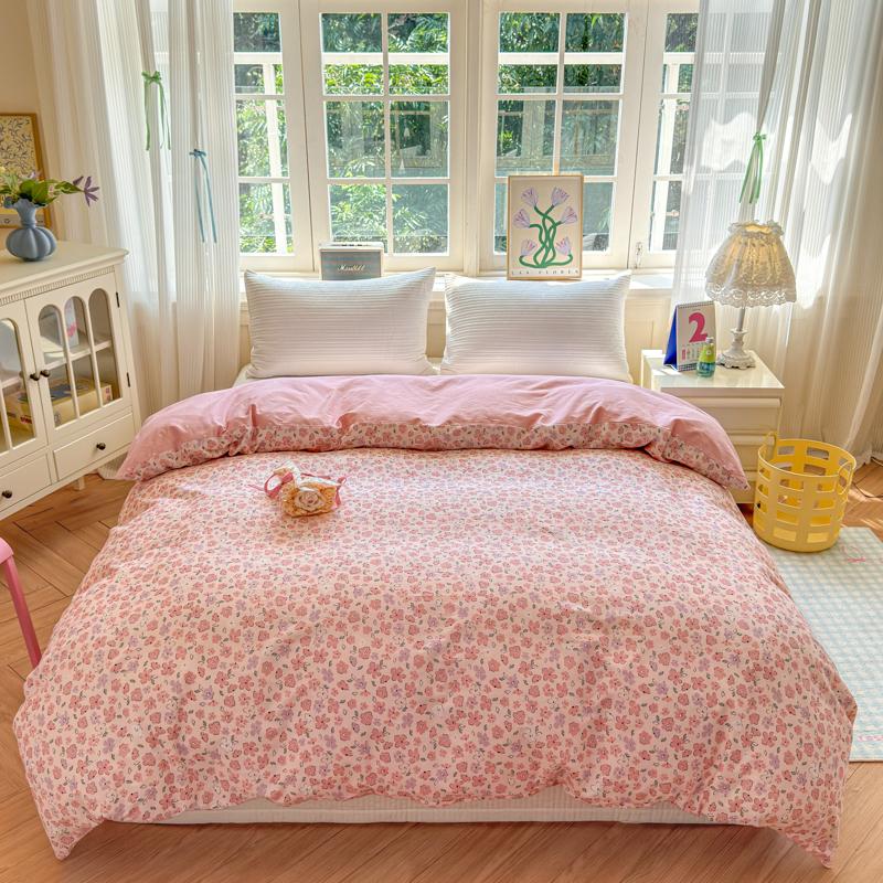 Floral Printed Duvet Cover 1Piece- Cotton Luxury Bedding, Pre-Washed For Softness, For Bedroom Decor - Zipper Closure