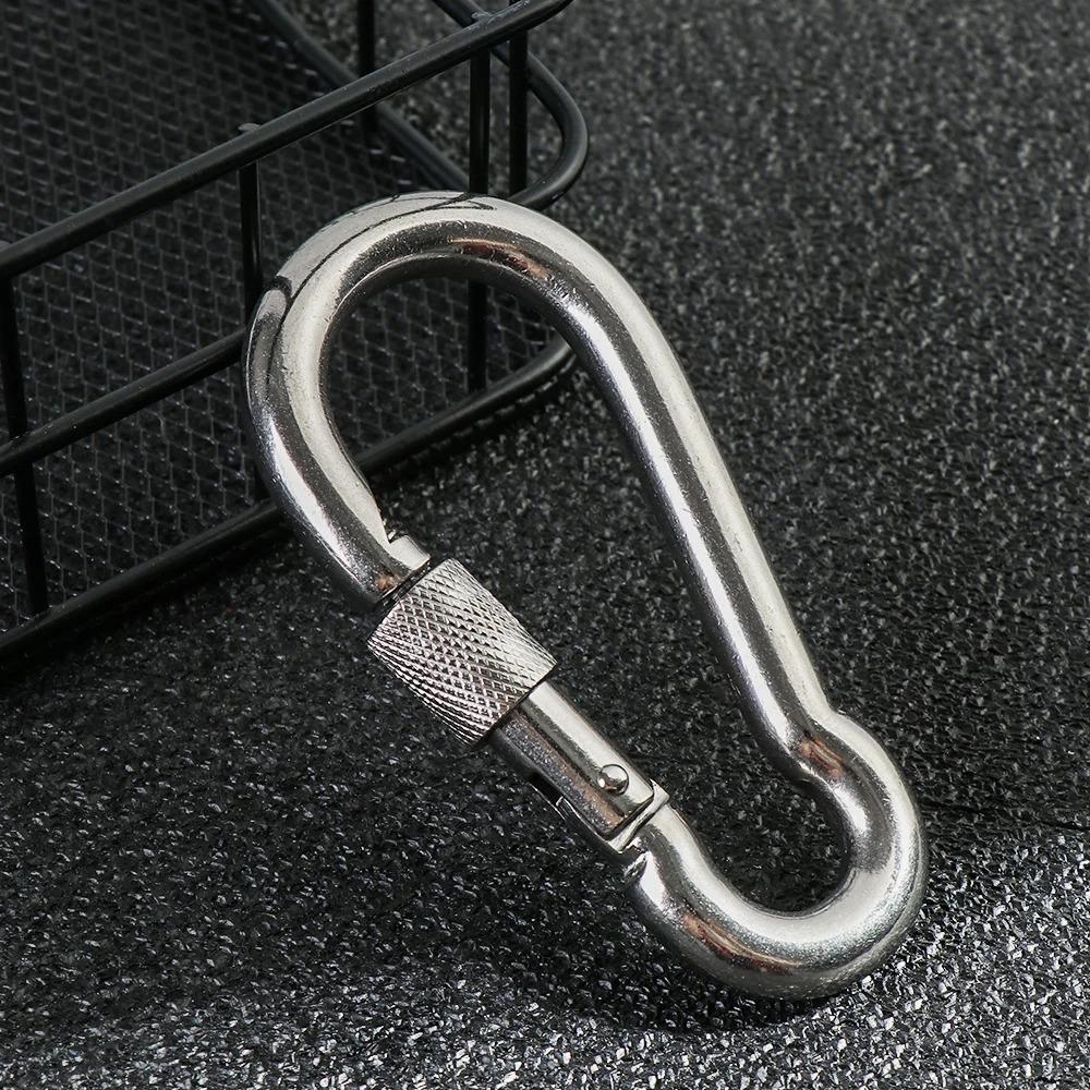 5pcs Stainless Steel Lock Ring M4-M12 Safety Snap Hook Carabiner Spring Snap Quick Link Outdoor Camping Gear Equipment.