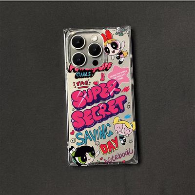 Transparent Square Back Tube Case Casing Protection For iPhone 16 ProMax 15 Plus 14 Pro Max 13 11 12 Anti-Oxygen,Super Girl Pattern