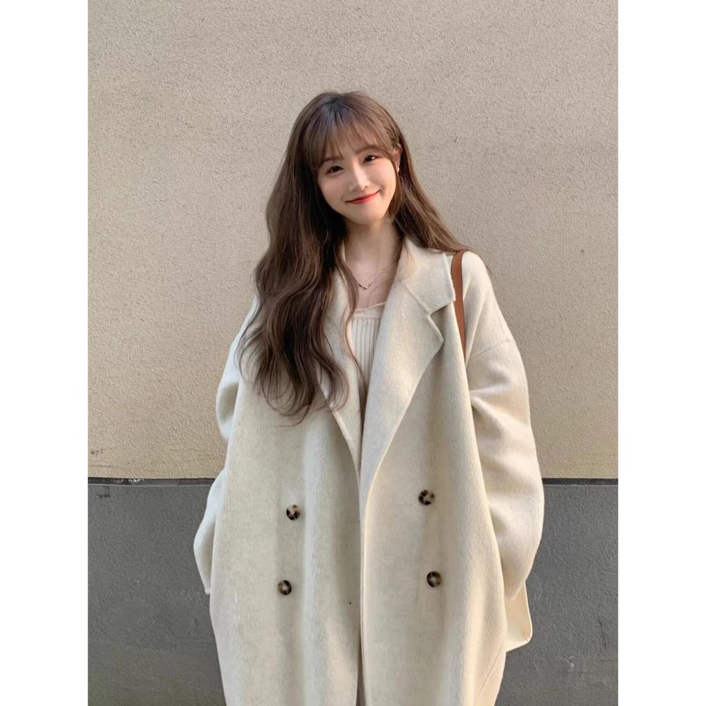 Woolen Coat Women's Small Autumn and Winter High-end Thick Apricot Woolen Coat