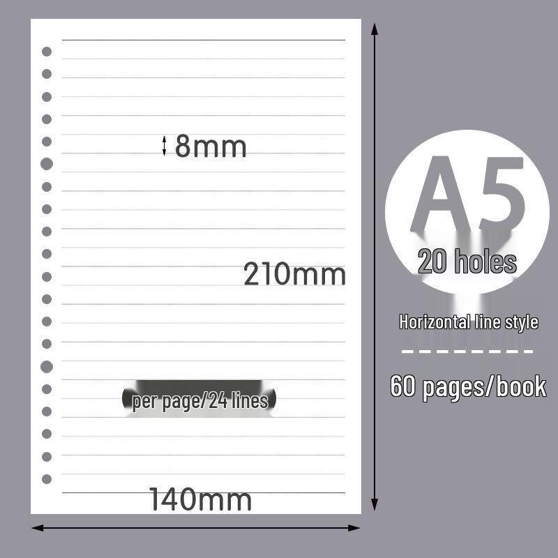 Free Shipping: Thickened Loose-leaf Paper Core for Notebooks - B5 26-Hole, A5 20-Hole, A4 Grid