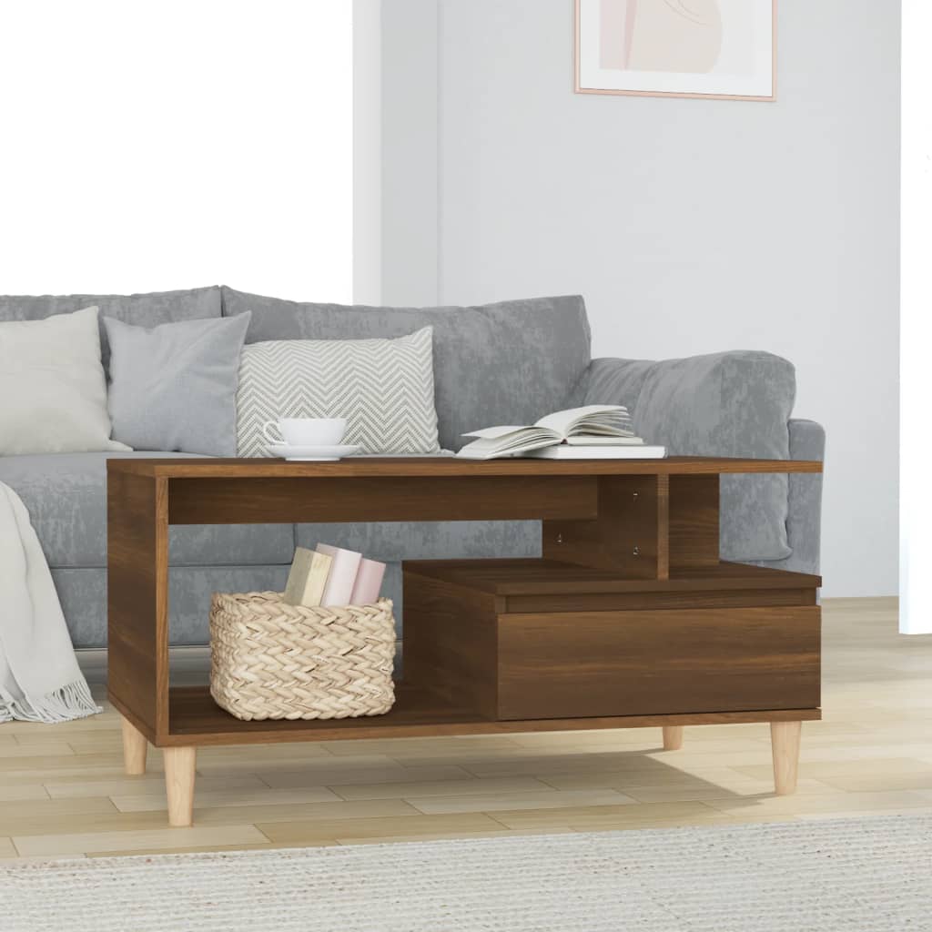 Coffee Table, Brown Oak 90x49x45 Cm, Wood-based Material