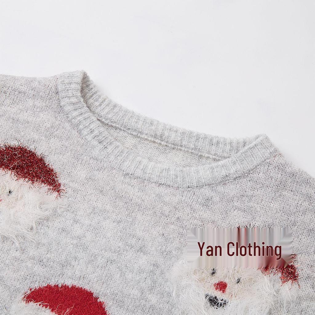 Cute Christmas Old Man Head Knit Pullover Sweater - 2026 Fashion