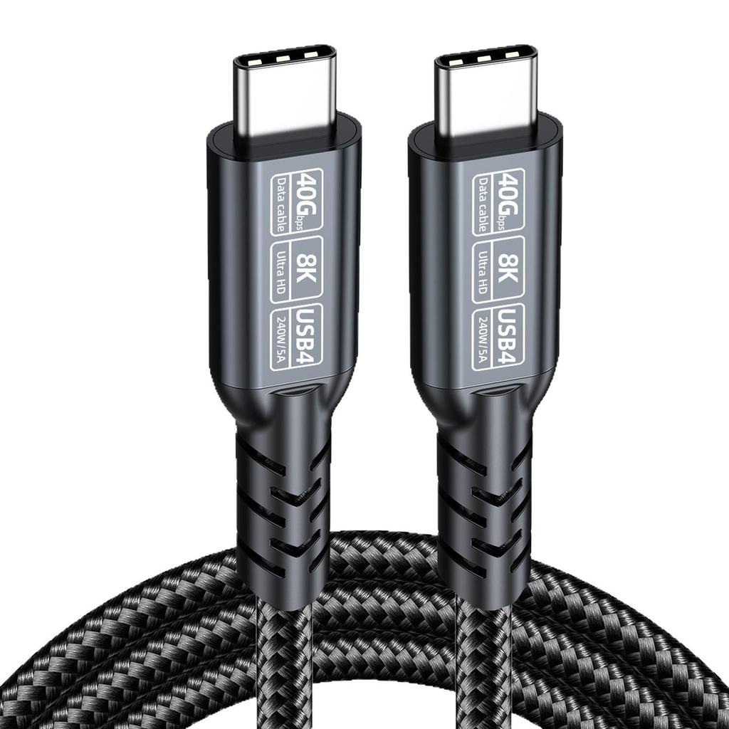 USB4 Type-C To Type-C Cable, Thunderbolt 5/4 & USB5 Compatible, 16K/8K Display, 80G/40Gbps High-Speed Data Transfer.