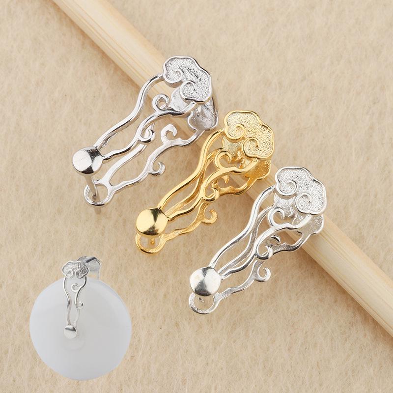 Auspicious Cloud S925 Sterling Silver Jade Crystal Pendant Medium Auspicious Cloud Buckle